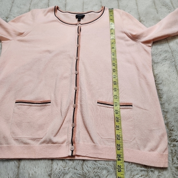 Cardigan Ribbed knit Pink Vintage vibe cotton blend Size 1xpetites TALBOTS - Picture 9 of 12